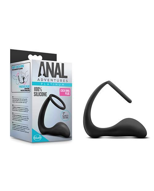 Blush Anal Adventures Cock Ring Plug - Black - Bossy Pearl