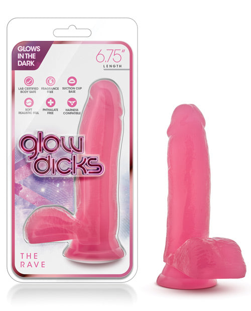 Blush Glow Dicks 6.75" The Rave - Pink - Bossy Pearl