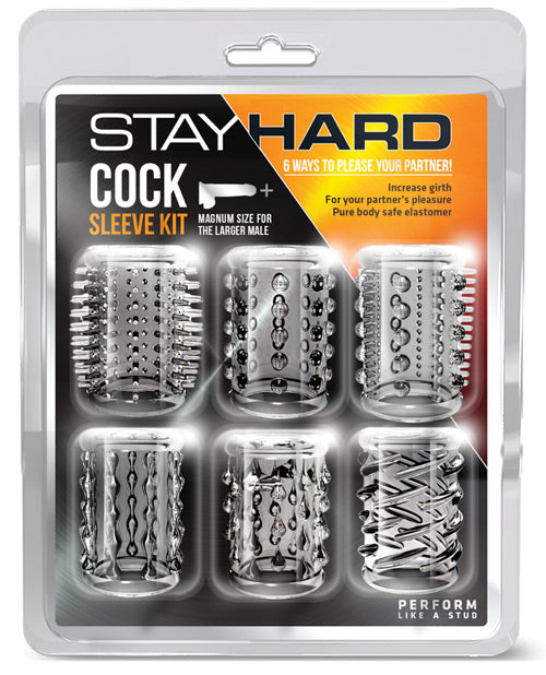 Blush Stay Hard Cock Sleeve Kit - Clear Box Of 6 - Bossy Pearl