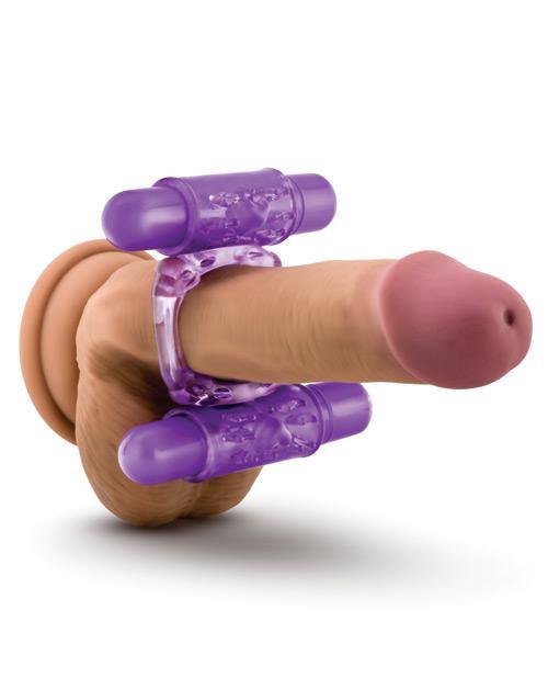 Blush Play With Me Double Play Dual Vibrating Cockring - Purple - Bossy Pearl