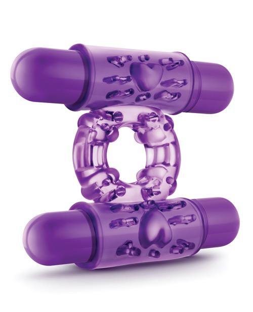 Blush Play With Me Double Play Dual Vibrating Cockring - Purple - Bossy Pearl