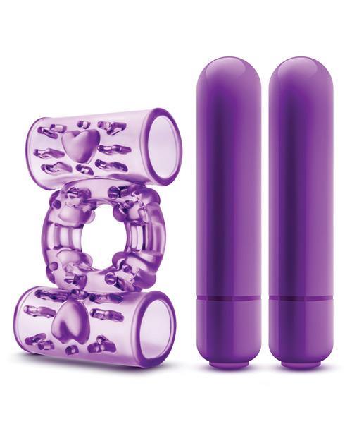 Blush Play With Me Double Play Dual Vibrating Cockring - Purple - Bossy Pearl