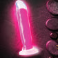 Blush Neo Elite 8" Glow In The Dark Marquee Silicone Dual Density Dildo - Neon Pink