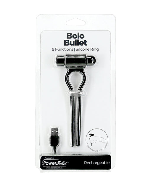Bolo Bullet Vibrating Adjustable Cock Tie - Black - Bossy Pearl