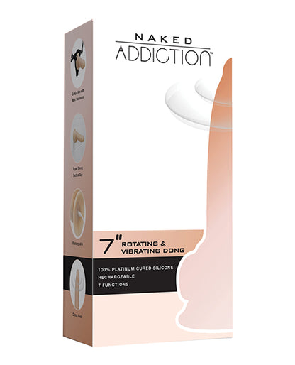 Naked Addiction 7" Rotating & Vibrating Dong W-remote - Flesh - Bossy Pearl