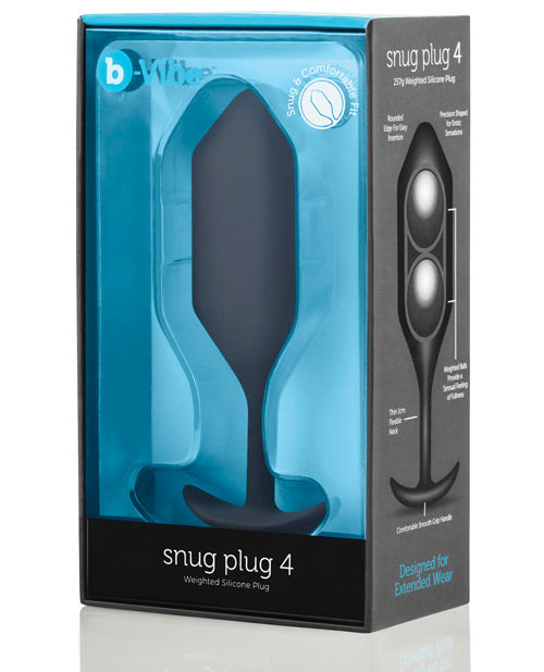 B-vibe Weighted Snug Plug 4 - .257 G Black - Bossy Pearl