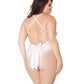 Stretch & Scallop Lace Crotchless Teddy White Os-xl - Bossy Pearl
