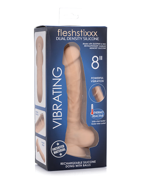 Curve Novelties Fleshstixxx 8" Vibrating Silicone Dildo W/balls - Bossy Pearl