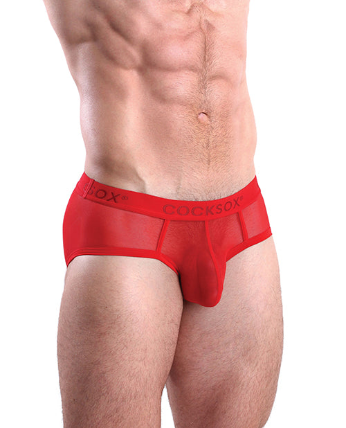 Cocksox Mesh Contour Pouch Sports Brief Fiery Red - Bossy Pearl