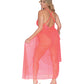 Smply Sxy Strtch Lace Teddy (modified) & Sheer Mesh Maxi Skrt W/adjstabl Strps & G-strng Coral