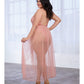 Stretch Lace Teddy  (modified Bck) & Sheer Maxi Sirt W-adjstable Strps & G-strng Vntage Rose 2x - Bossy Pearl