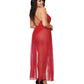 Stretch Lace Teddy Modified Back & Sheer Mesh Maxi Skirt W-adjustable Straps & G-string Rouge 3x