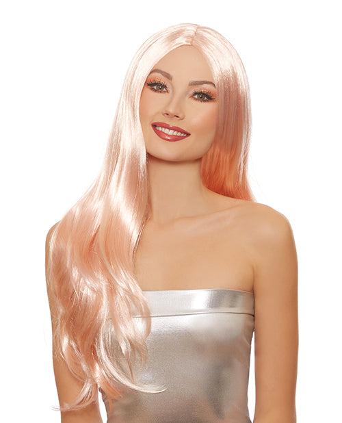 Long Straight Layered Adjustable Wig - Rose Gold