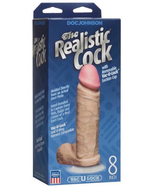 "8"" Realistic Cock W/balls" - Bossy Pearl