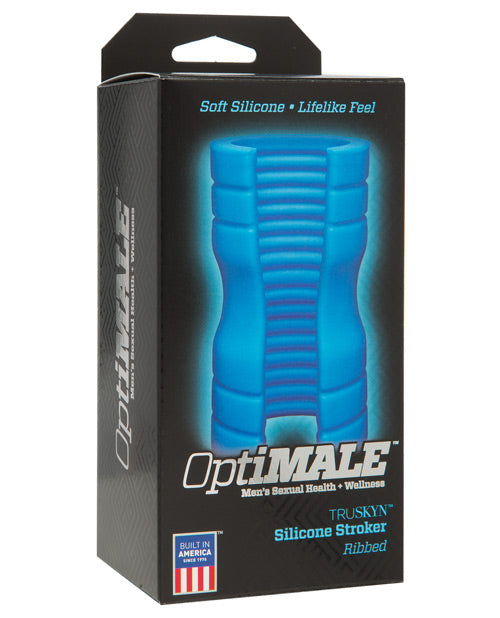 Optimale Truskyn Silicone Stroker Ribbed - Blue - Bossy Pearl