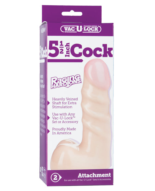 Vac-u-lock 5.5" Raging Hard On Realistic Cock - Flesh - Bossy Pearl