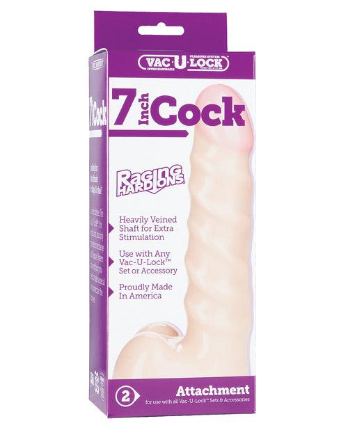Vac-u-lock 7" Raging Hard On Realistic Cock - White - Bossy Pearl