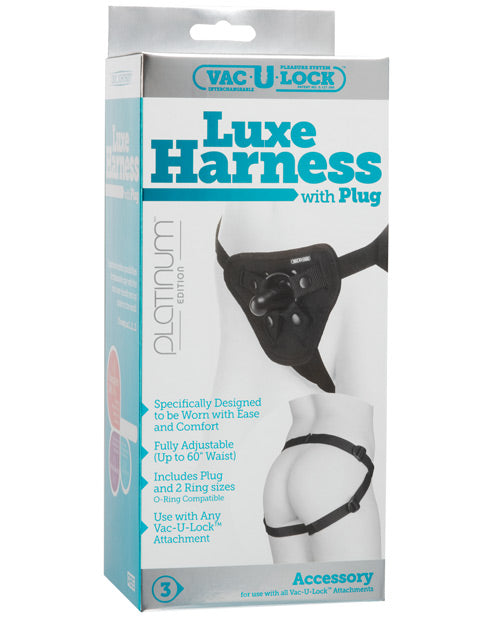 Vac-u-lock Platinum Edition Accessories Luxe Harness - Black - Bossy Pearl