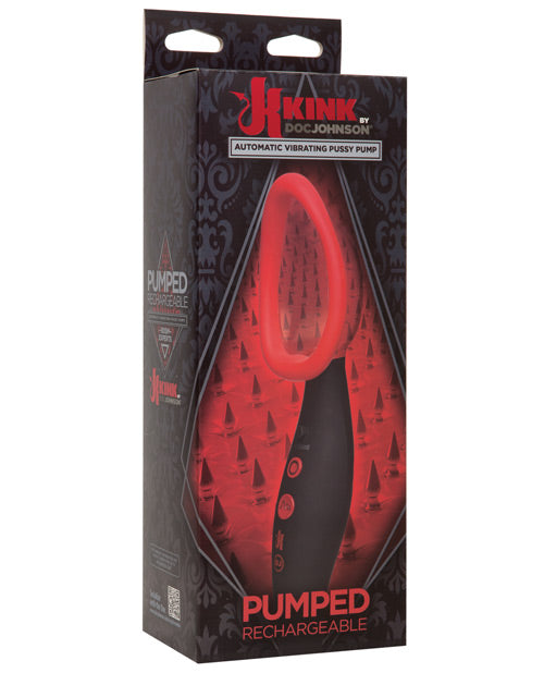Kink Pumped Rechargeable Automatic Vibrating Pussy Pump - Black-red - Bossy Pearl