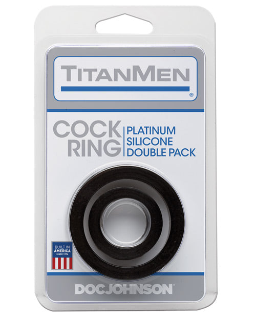 Titanmen Platinum Silicone Cock Ring - Black Pack Of 2 - Bossy Pearl