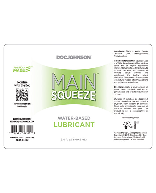 Main Squeeze Water-based Lubricant - 3.4 Oz - Bossy Pearl