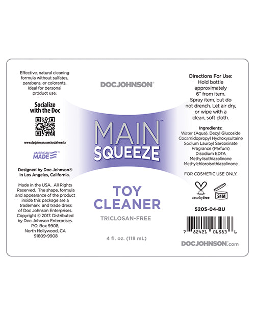 Main Squeeze Toy Cleaner - 4 Oz - Bossy Pearl