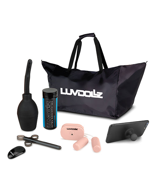 Luvdolz Remote Control Rechargeable Spread Eagle Pussy & Ass W-douche - Ivory - Bossy Pearl