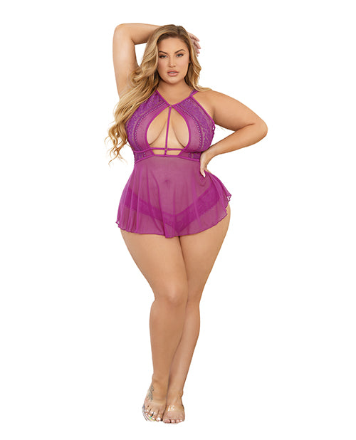 Sheer Shorty Babydoll Wild Orchid