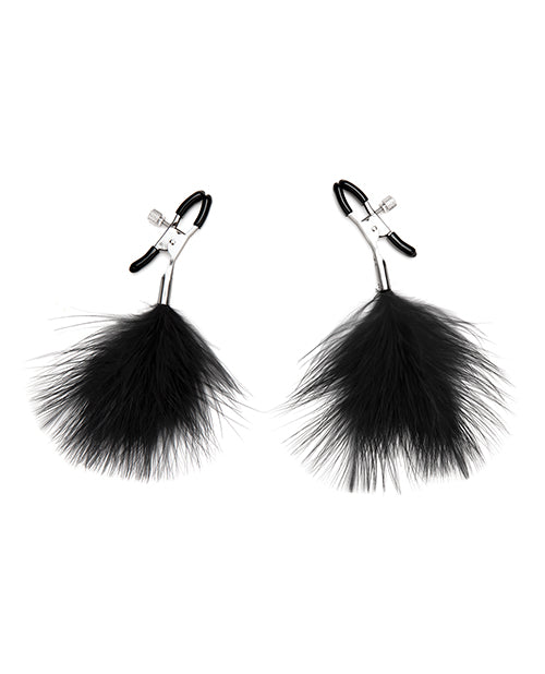 Lux Fetish Feather Nipple Clips - Black - Bossy Pearl