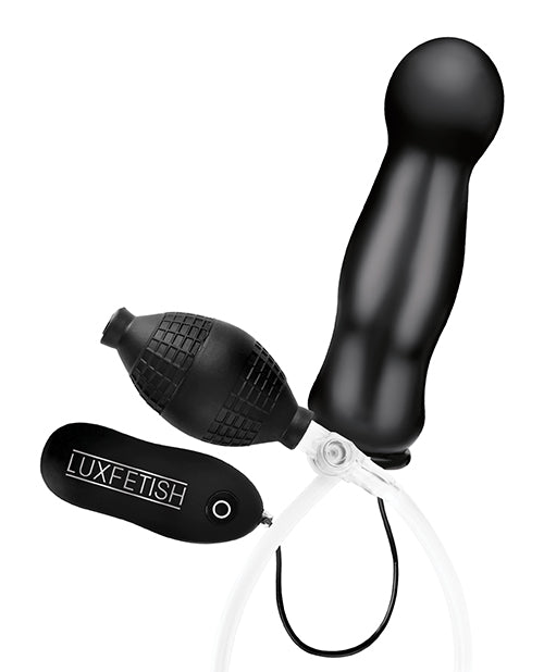 Lux Fetish 4.5" Inflatable Vibrating Plug - Black - Bossy Pearl