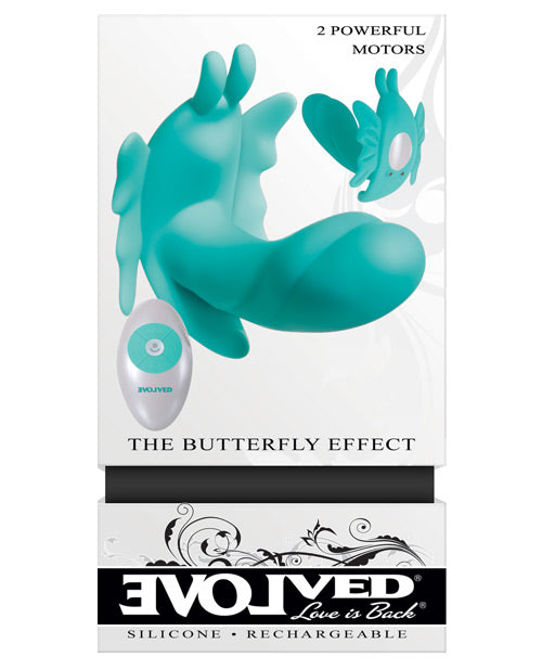 Evolved The Butterfly Effect Rechargeable Dual Stim - Teal - Bossy Pearl