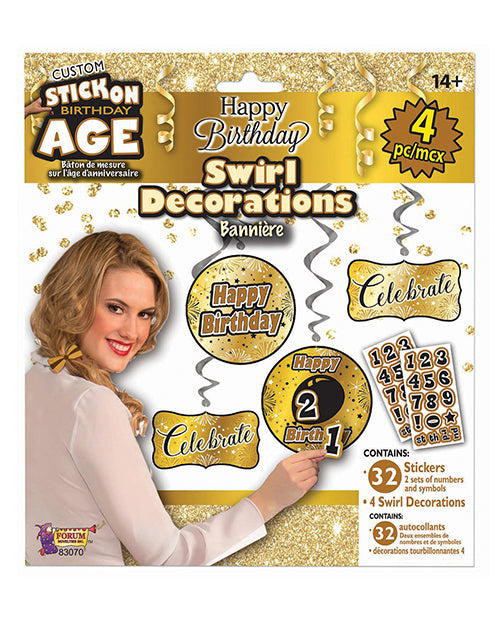 Custom Happy Birthday Decorations Kit - Gold-black - Bossy Pearl