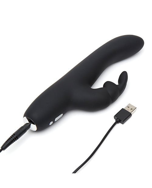 Fifty Shades Of Grey Greedy Girl Rechargeable Slimline Rabbit Vibrator - Black - Bossy Pearl