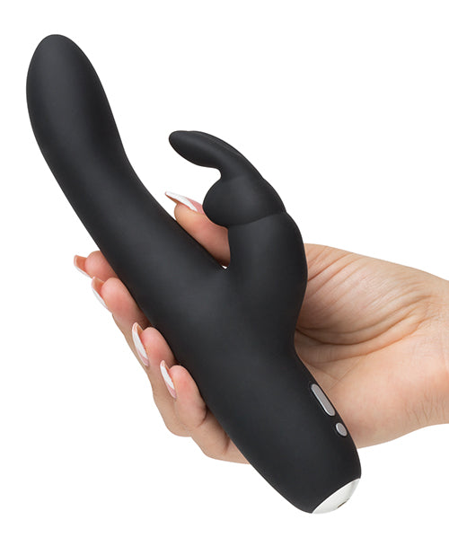 Fifty Shades Of Grey Greedy Girl Rechargeable Slimline Rabbit Vibrator - Black - Bossy Pearl