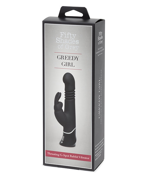 Fifty Shades Of Grey Greedy Girl Rechargeable Thrusting G Spot Rabbit Vibrator - Black - Bossy Pearl