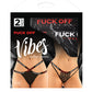 Vibes Buddy Fuck Off Caged Lace Panty & Micro Thong Black - Bossy Pearl