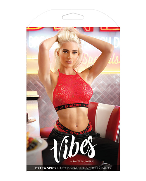Vibes Extra Spicy Halter Bralette & Cheeky Panty Chili Red M-l - Bossy Pearl