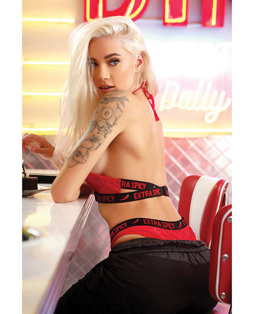Vibes Extra Spicy Halter Bralette & Cheeky Panty Chili Red M-l - Bossy Pearl