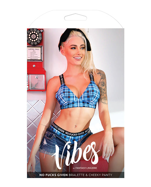 Vibes No Fuck Given Bralette & Cheeky Panty Monday Blue - Bossy Pearl