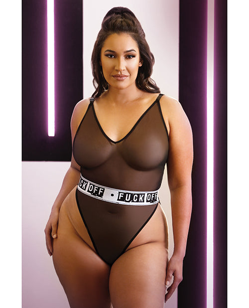 Vibes Fuck Off Mesh Playsuit Black Qn - Bossy Pearl