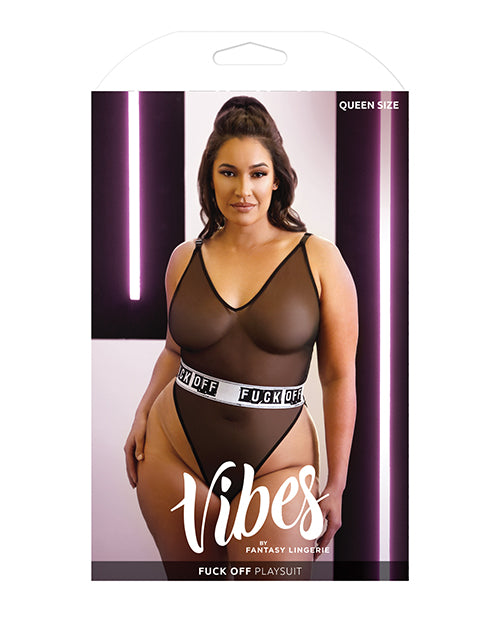 Vibes Fuck Off Mesh Playsuit Black Qn - Bossy Pearl
