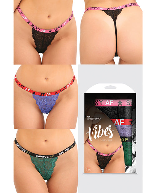 Vibes Af 3 Pack Thongs Assorted Colors O-s - Bossy Pearl