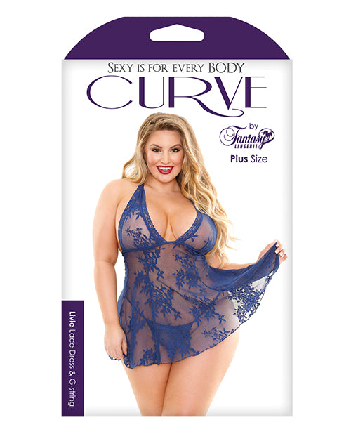 Curve Livie Lace Chemise & G-string - Bossy Pearl