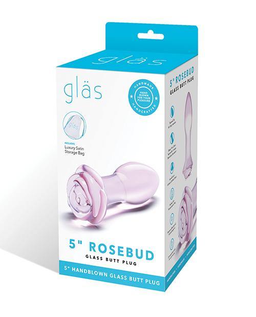 Glas 5" Rosebud Glass Butt Plug - Pink - Bossy Pearl