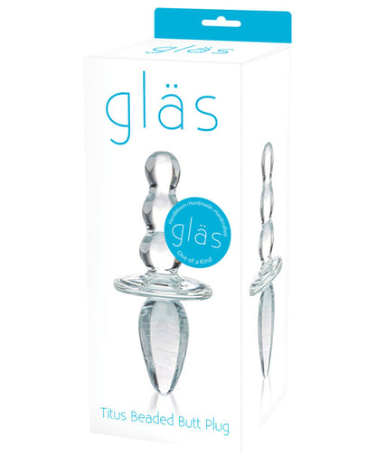 Glas Titus Beaded Glass Butt Plug - Bossy Pearl