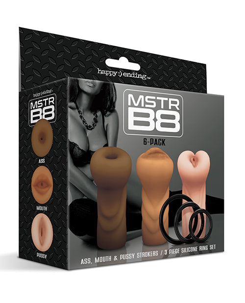 Mstr B8 Stroker Set W-c-rings - Assorted Pack Of 3 - Bossy Pearl