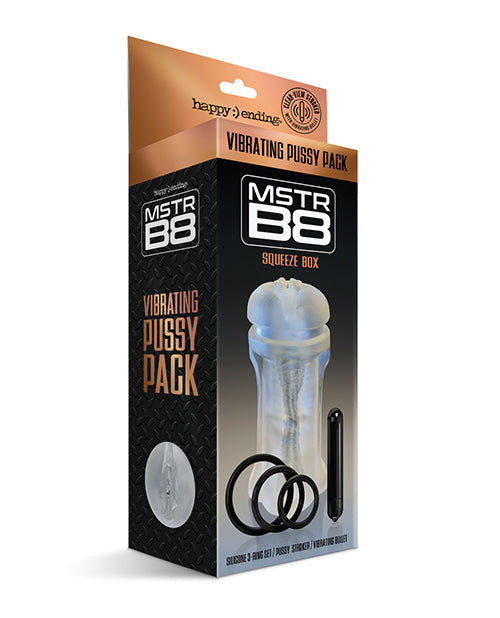 Mstr B8 Squeeze Vibrating Pussy Pack - Kit Of 5 Clear - Bossy Pearl
