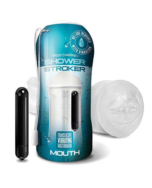 Shower Stroker Vibrating Mouth - Clear - Bossy Pearl