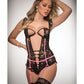 Pinklicious Demi Cup Lace Teddy W/snap Crotch & Stockings O/s