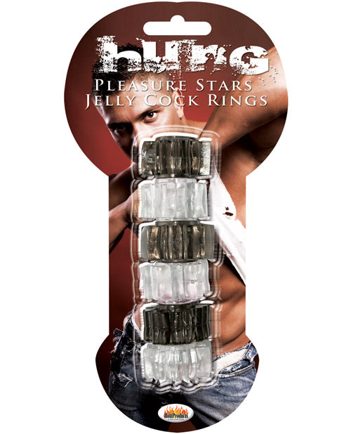 Hung Pleasure Stars Jelly Cock Rings - Black-clear - Bossy Pearl